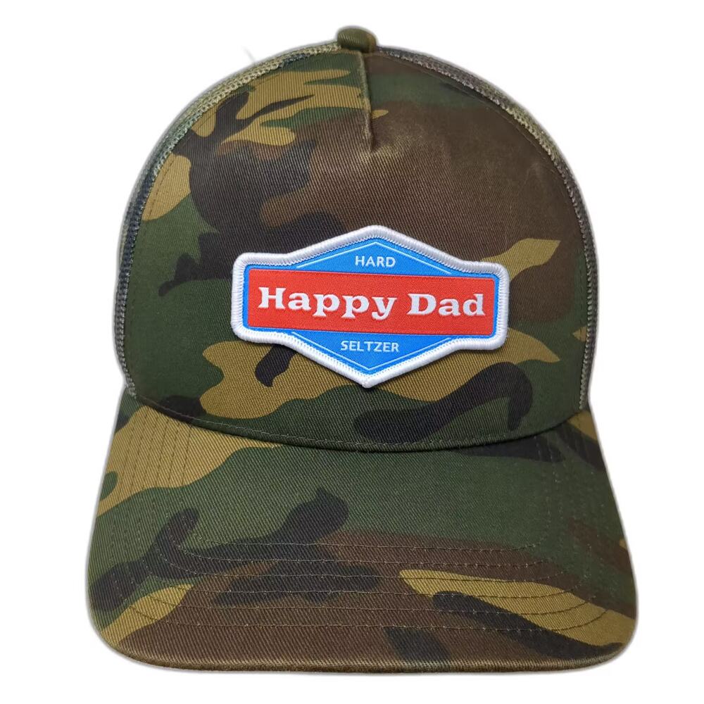 Happy Dad Trucker Hat Green Brown One Size Snapback Mesh Camo Hard Seltzer Logo